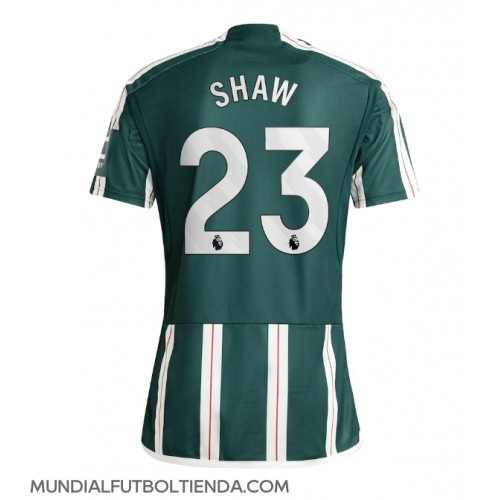 Camiseta Manchester United Luke Shaw #23 Segunda Equipación Replica 2023-24 mangas cortas
